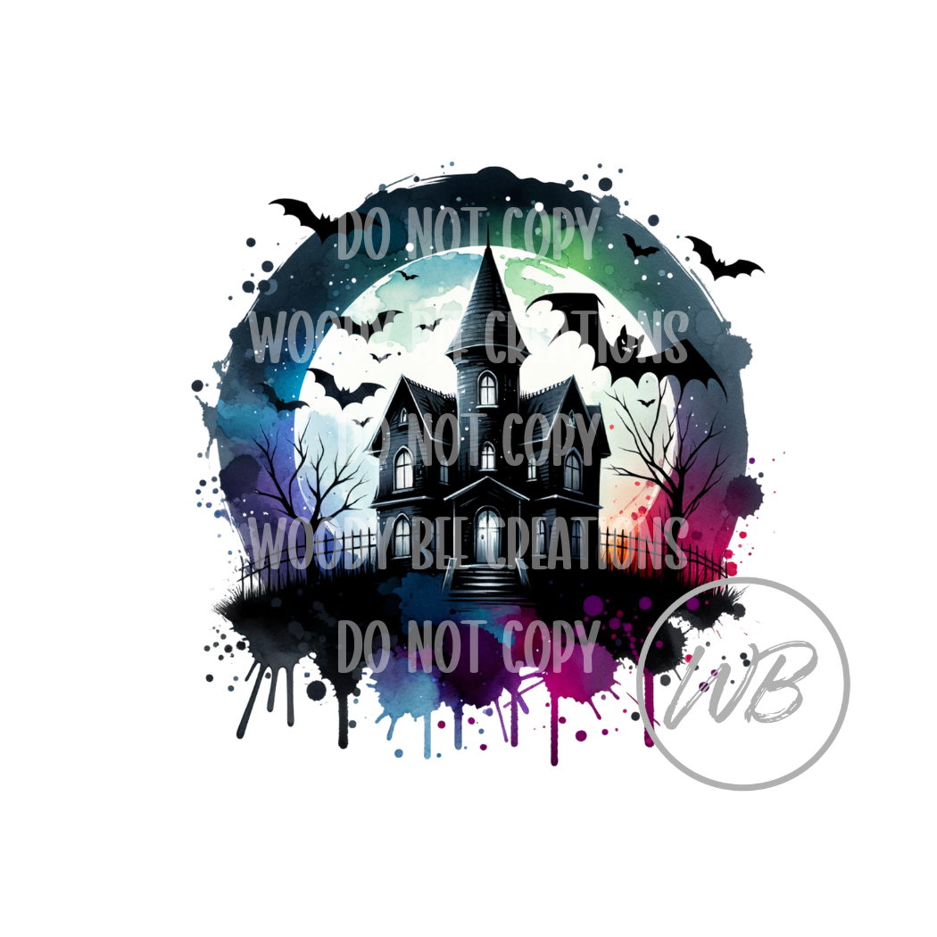 Watercolor Haunted House PNG