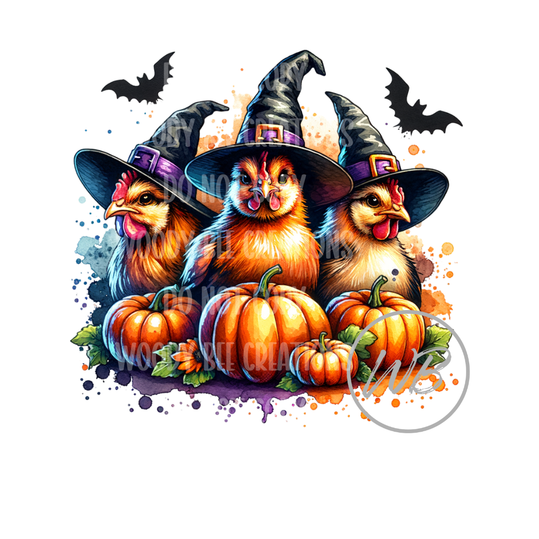 Halloween Witchy Chickens PNG