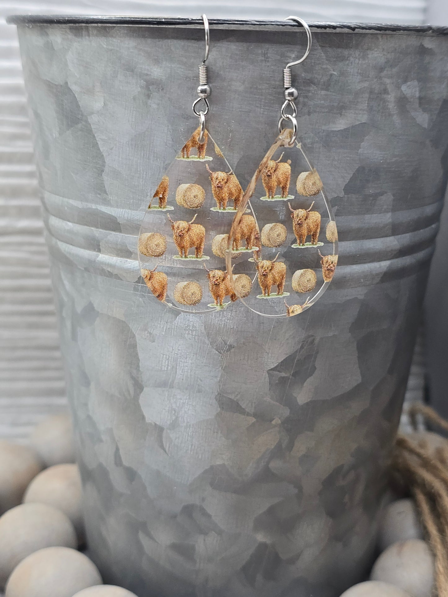 Highland Cow Teardrop Earrings