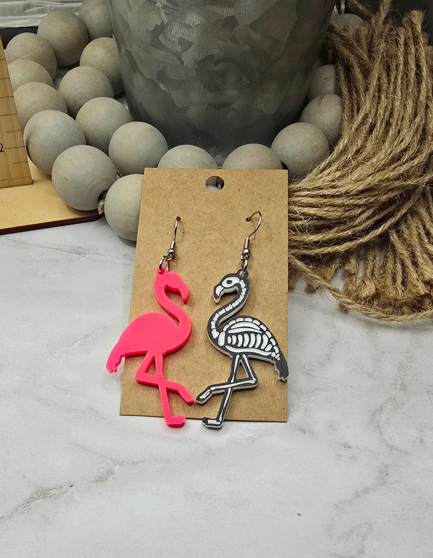 Flamingo Skeleton Mismatch Earrings