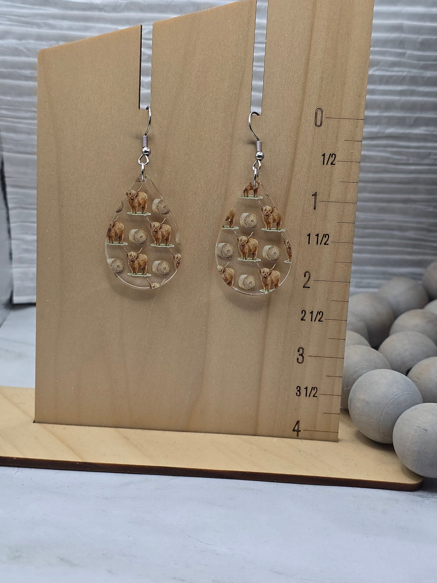 Highland Cow Teardrop Earrings