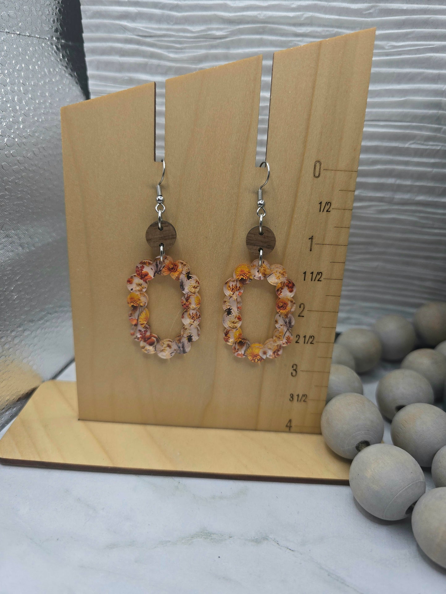 Floral Scallop Edge Stacked Earrings