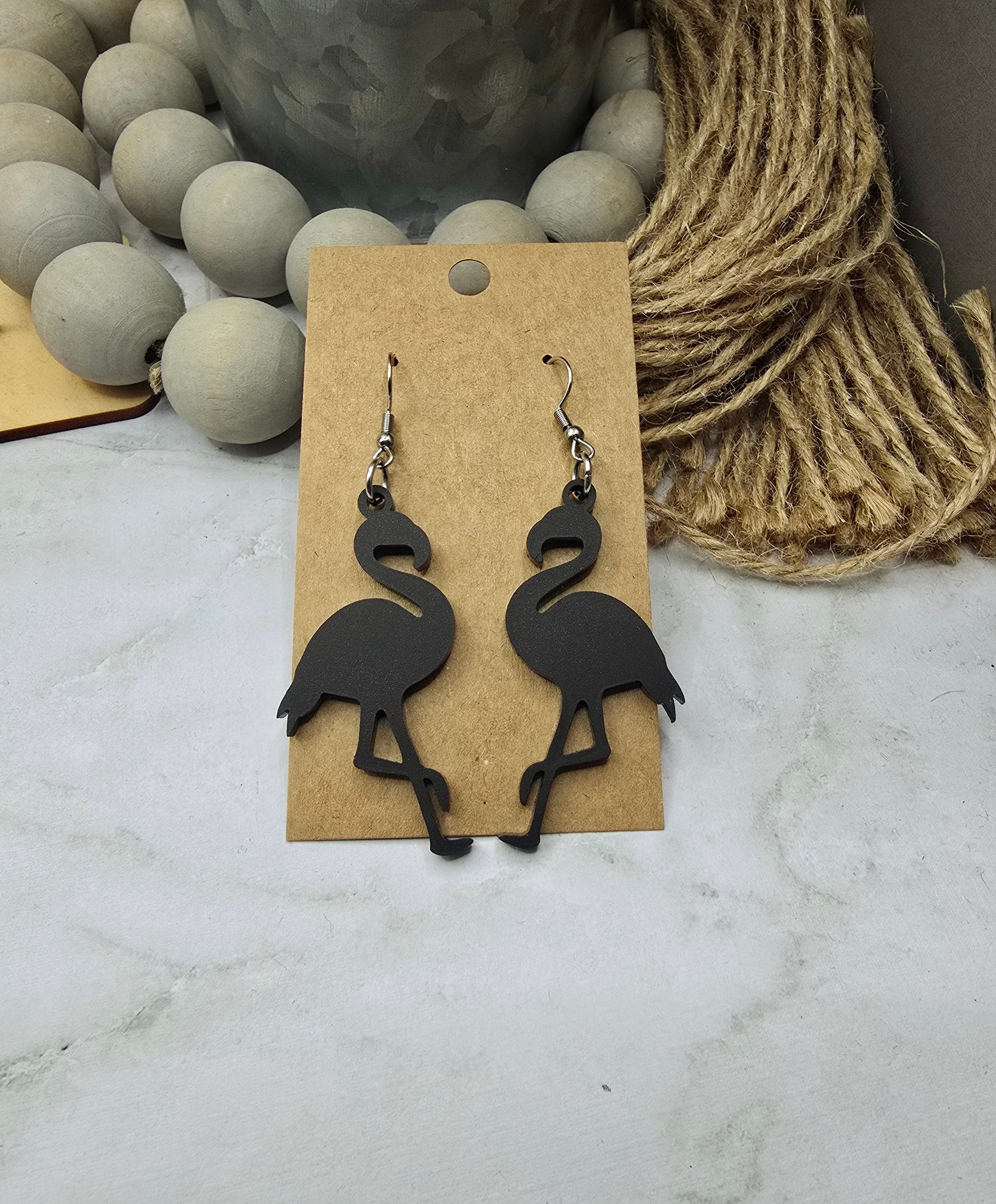 Black Flamingo Earrings