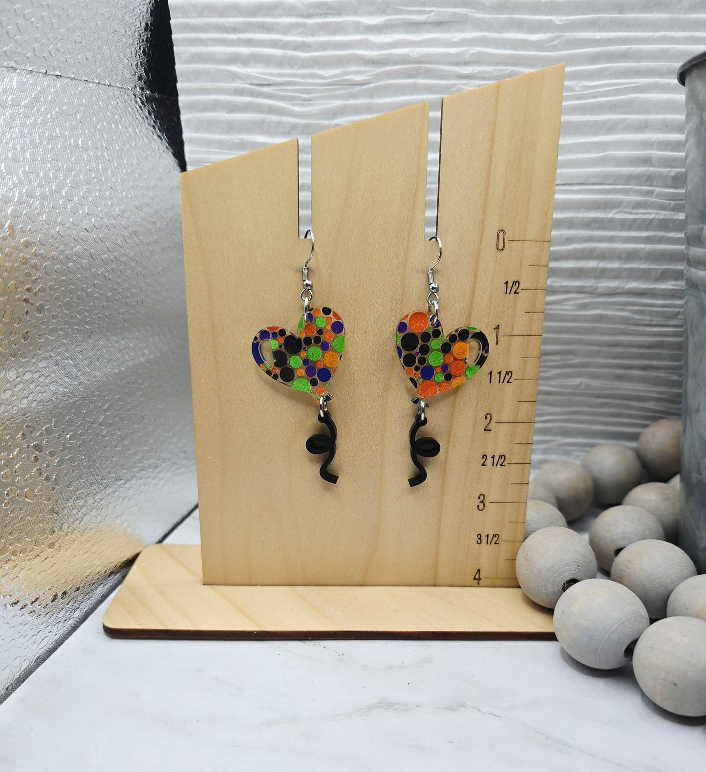 Halloween Dot Heart Balloon Earrings