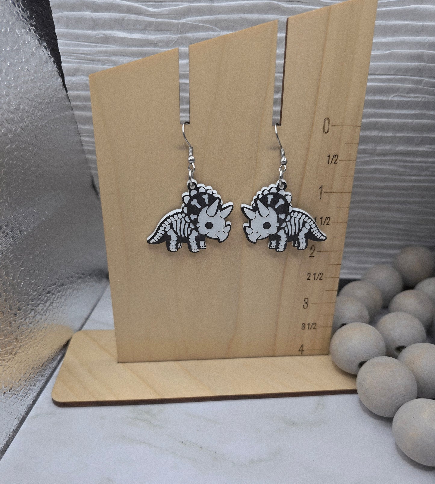 Triceratops Skeleton Earrings