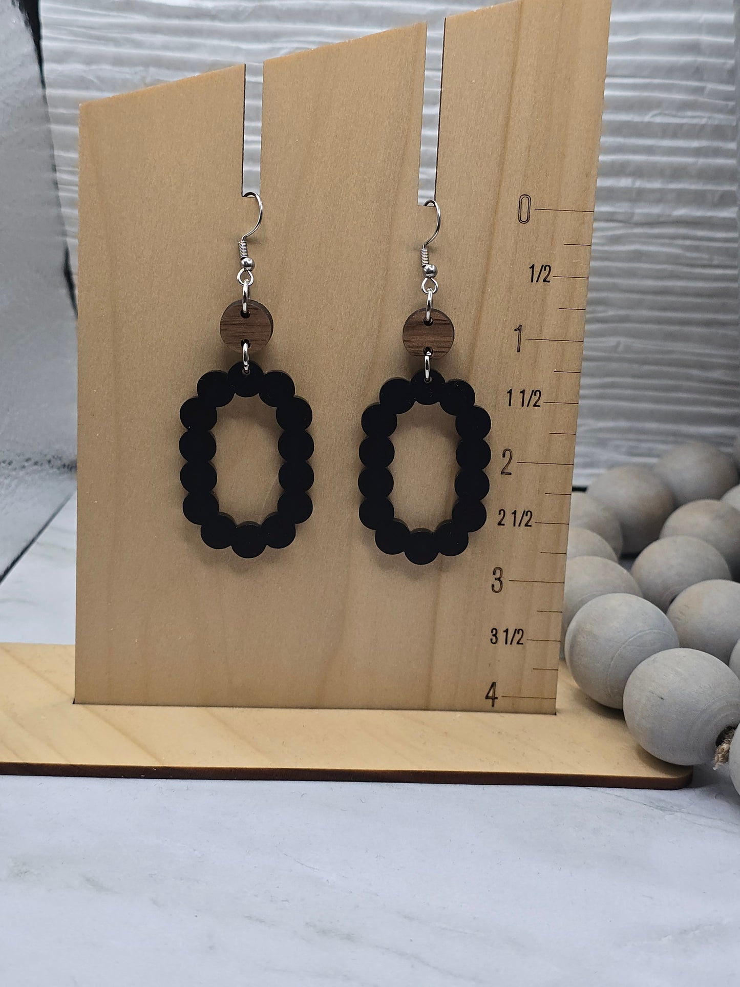 Matte Black Scallop Stacked Earrings