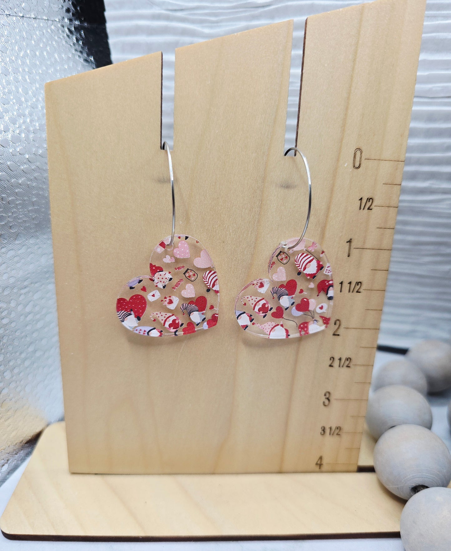 Valentine Gnome Heart Hoop Earrings