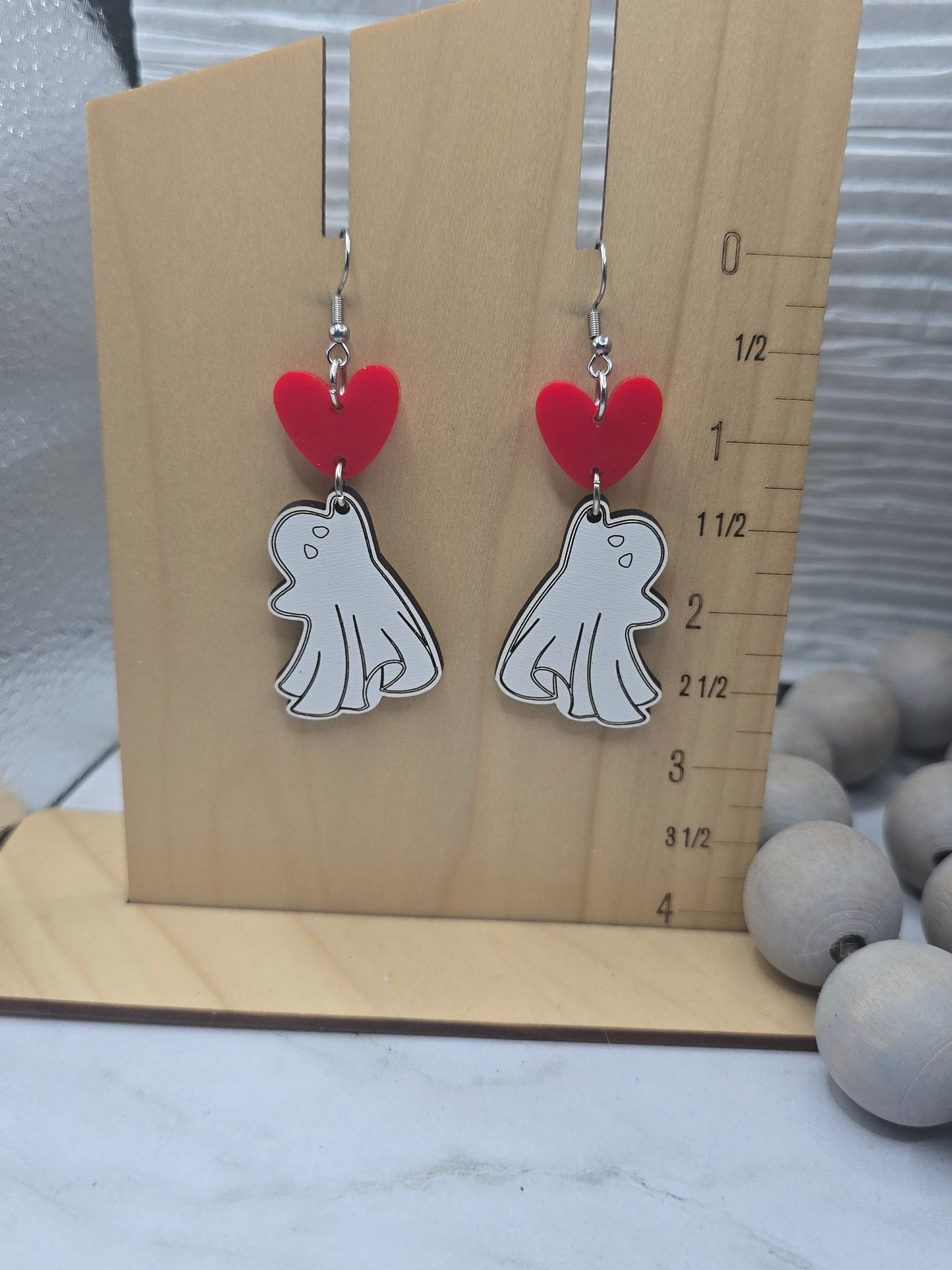 Ghost Heart Balloon Earrings