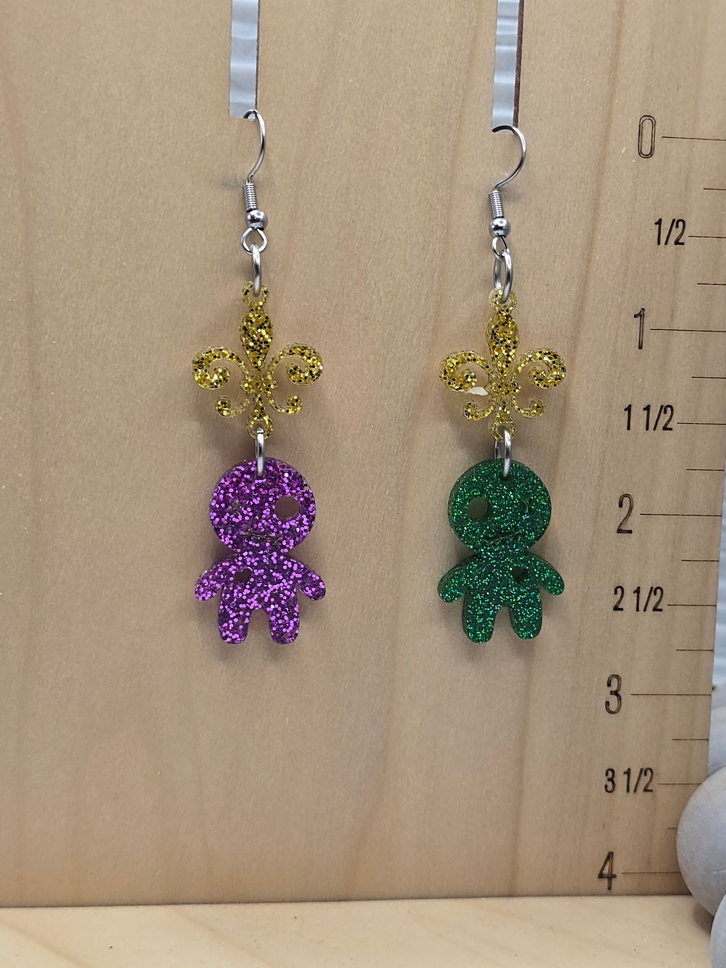 Mardi Gras Voodoo Doll Earrings
