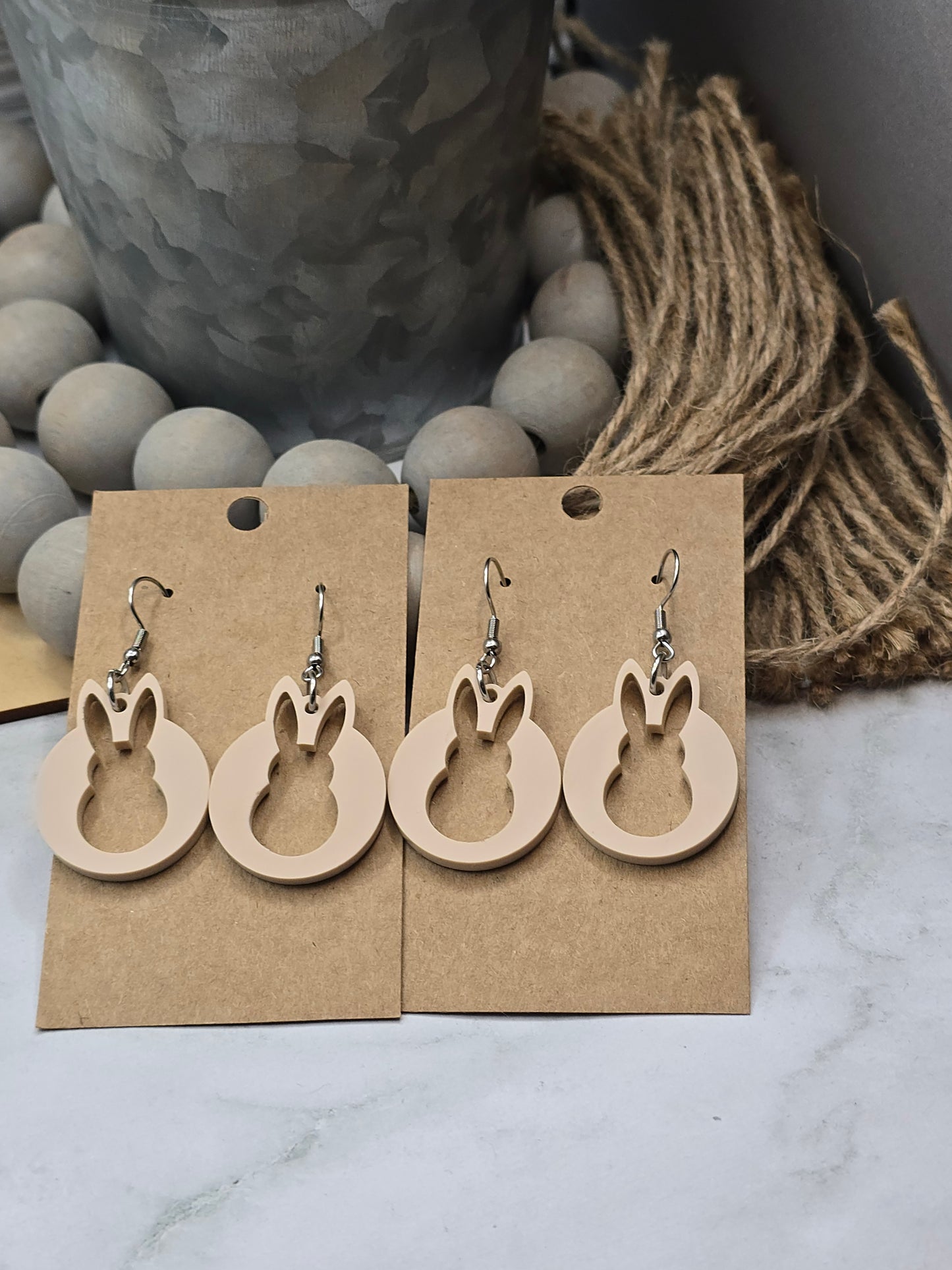 Matte Pink Bunny Earrings