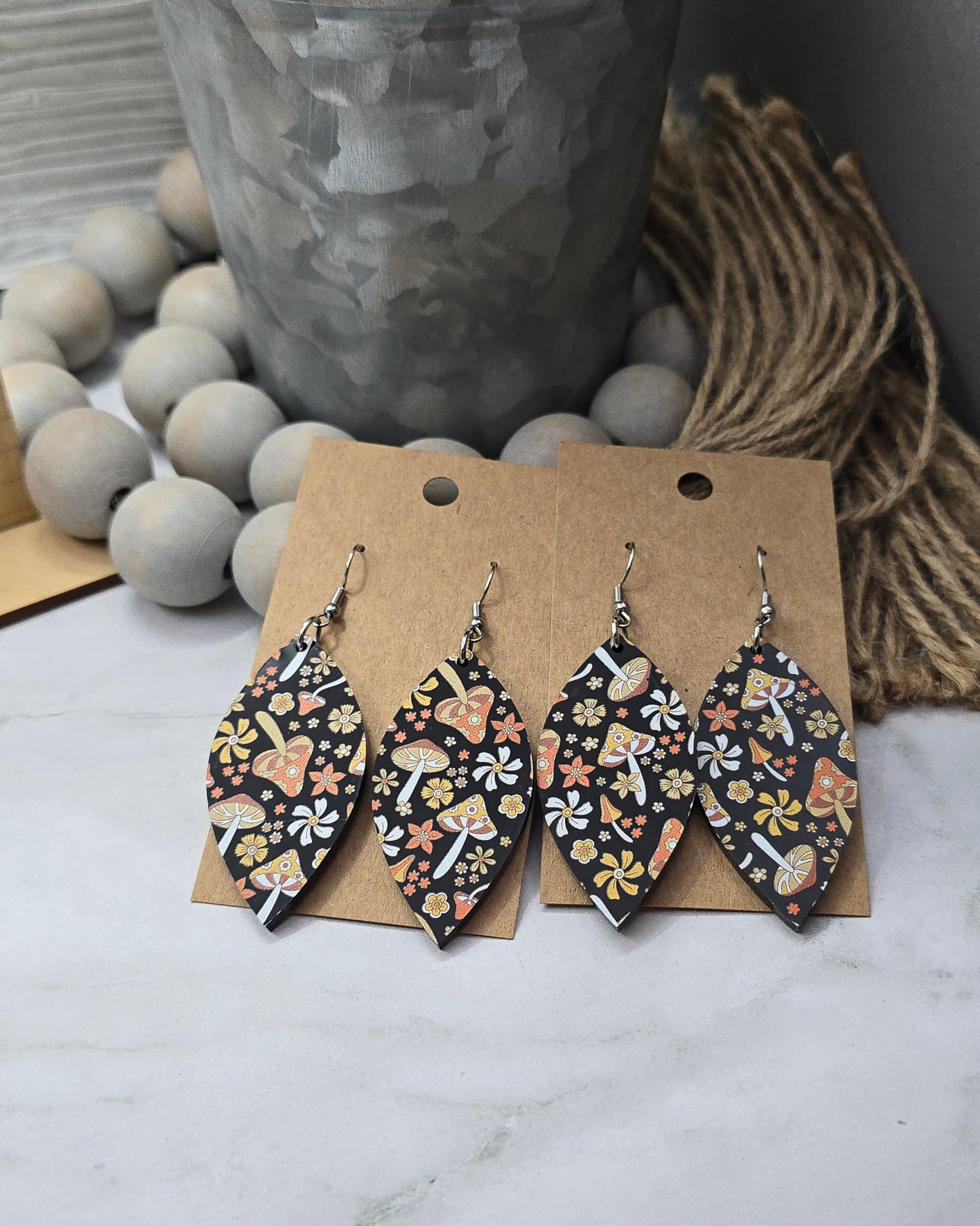 Black Mushroom Petal Earrings