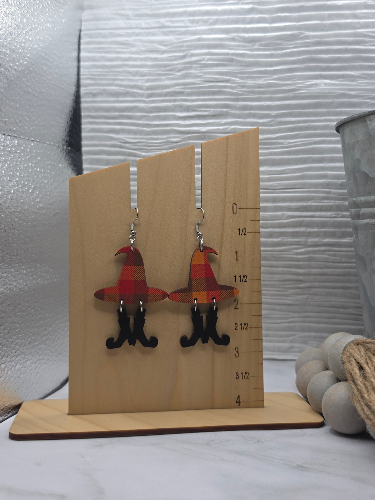 Fall Plaid Witch Earrings