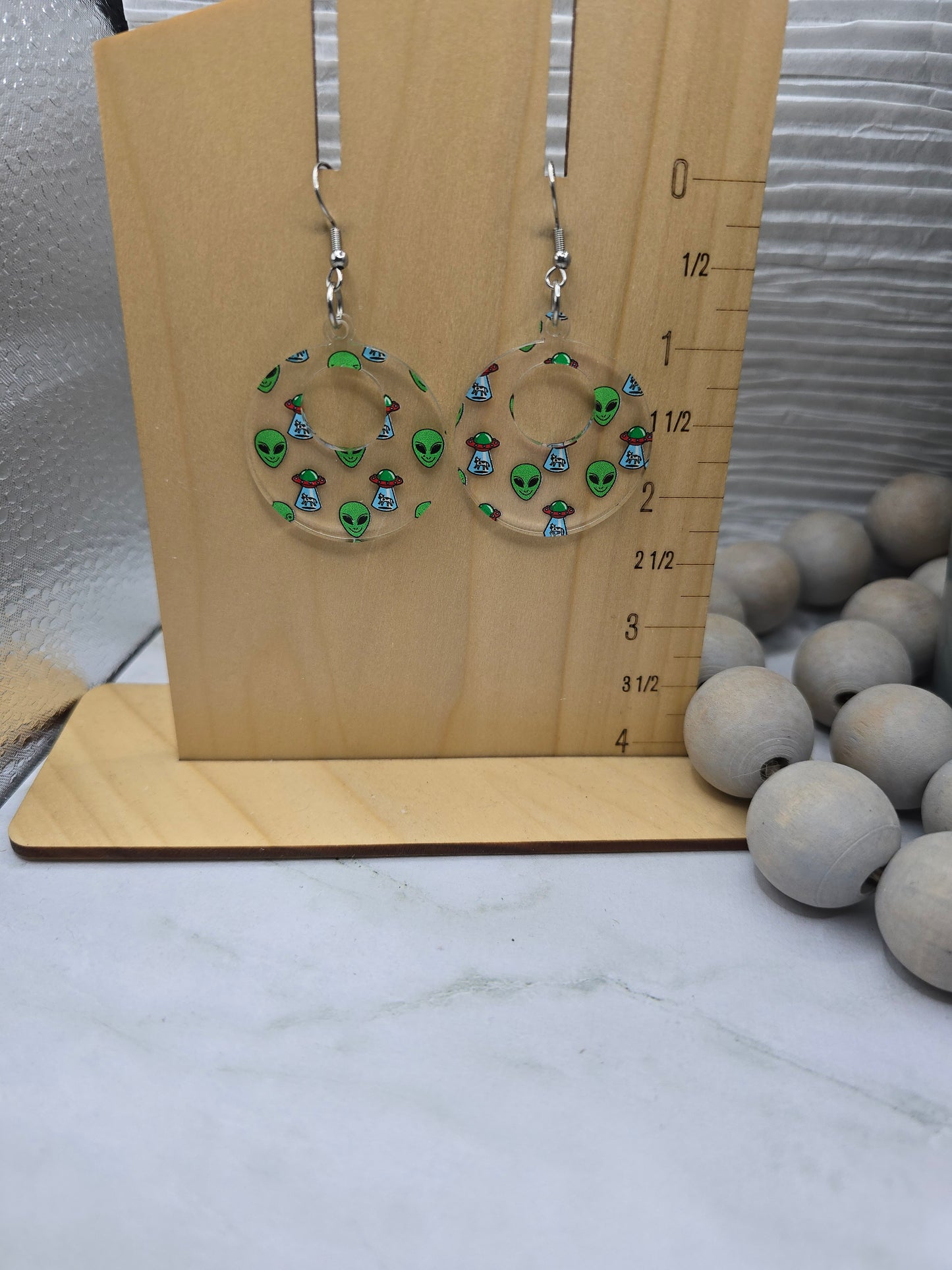 Alien Retro Circle Earrings