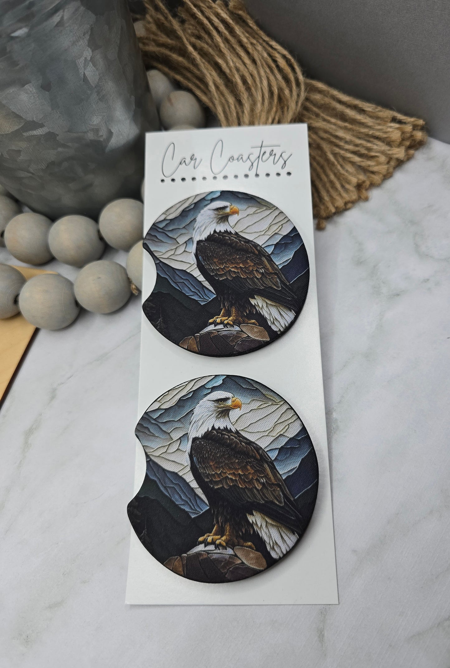 Stain Glass Eagle Car Coasters