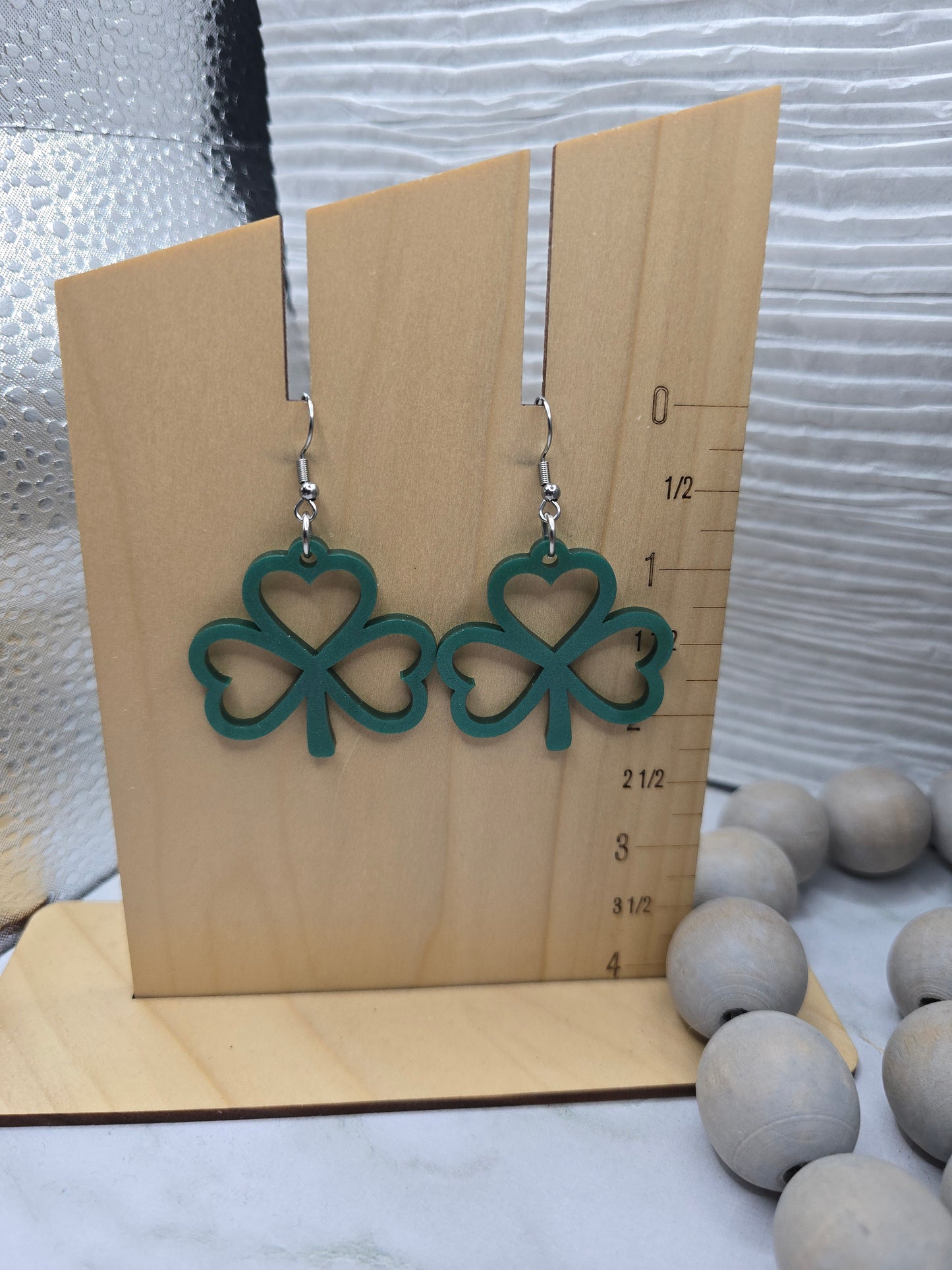 Green Pearl Shamrock Earrings