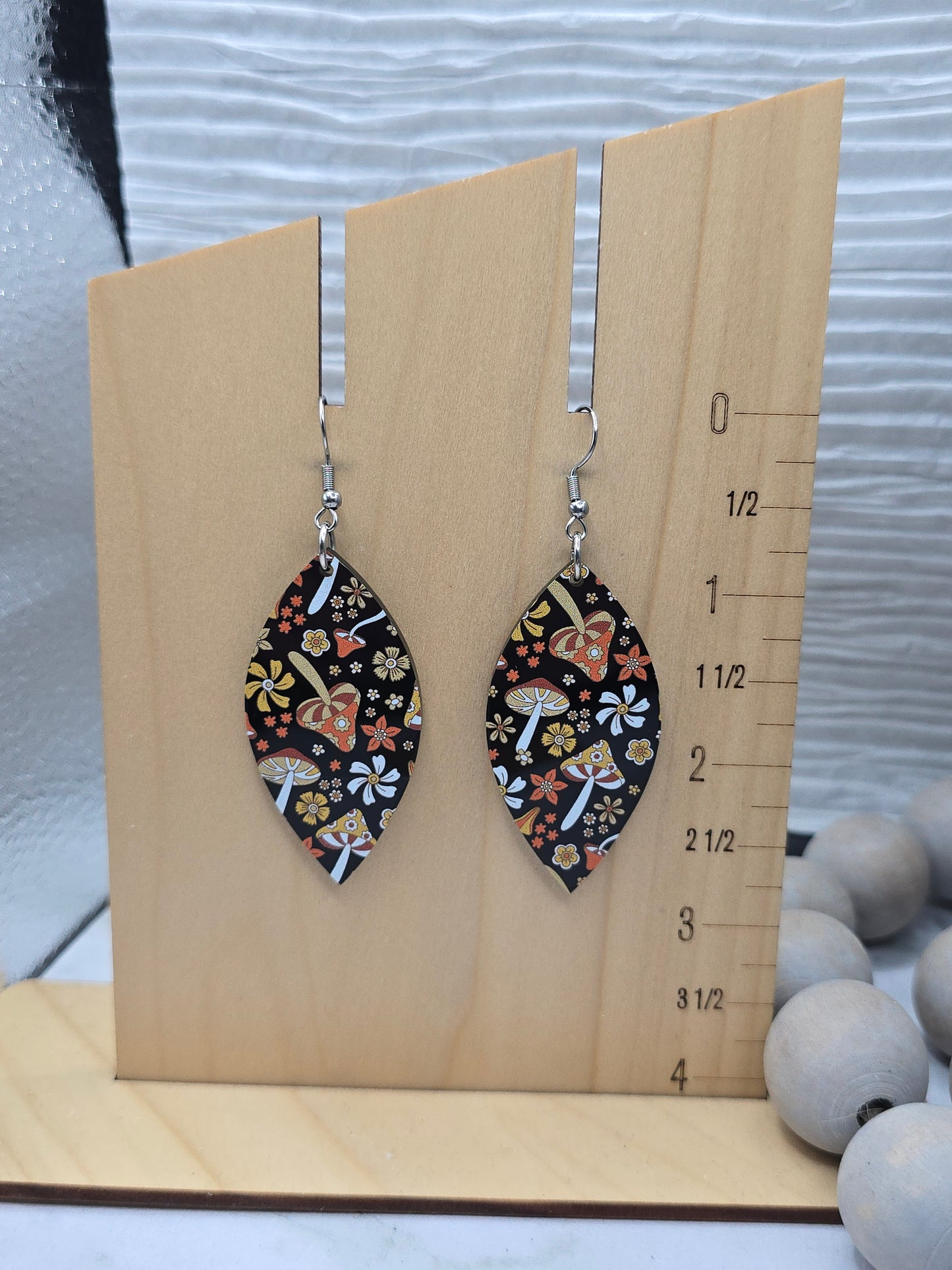 Black Mushroom Petal Earrings