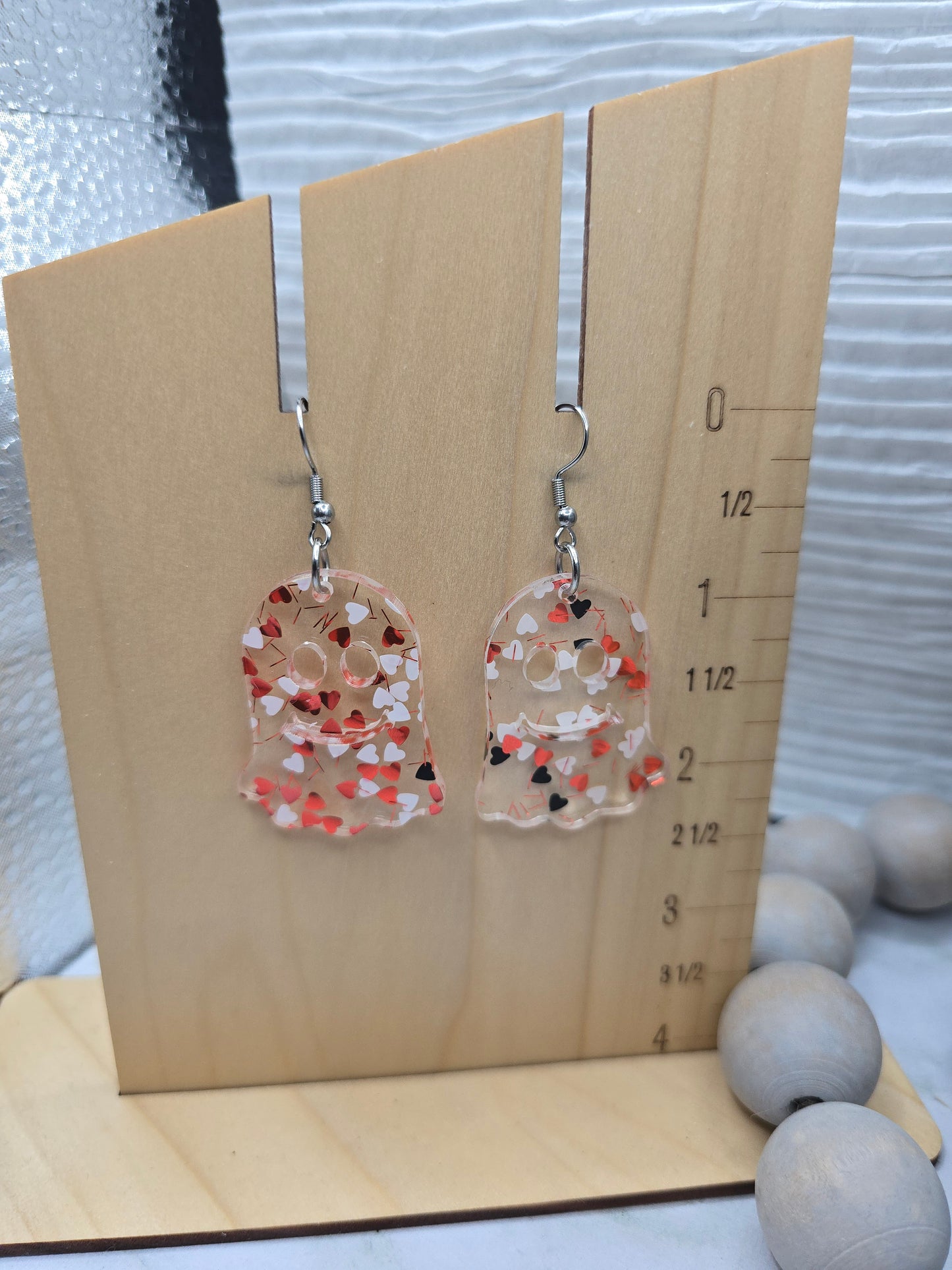 Confetti Hearts Ghost Earrings