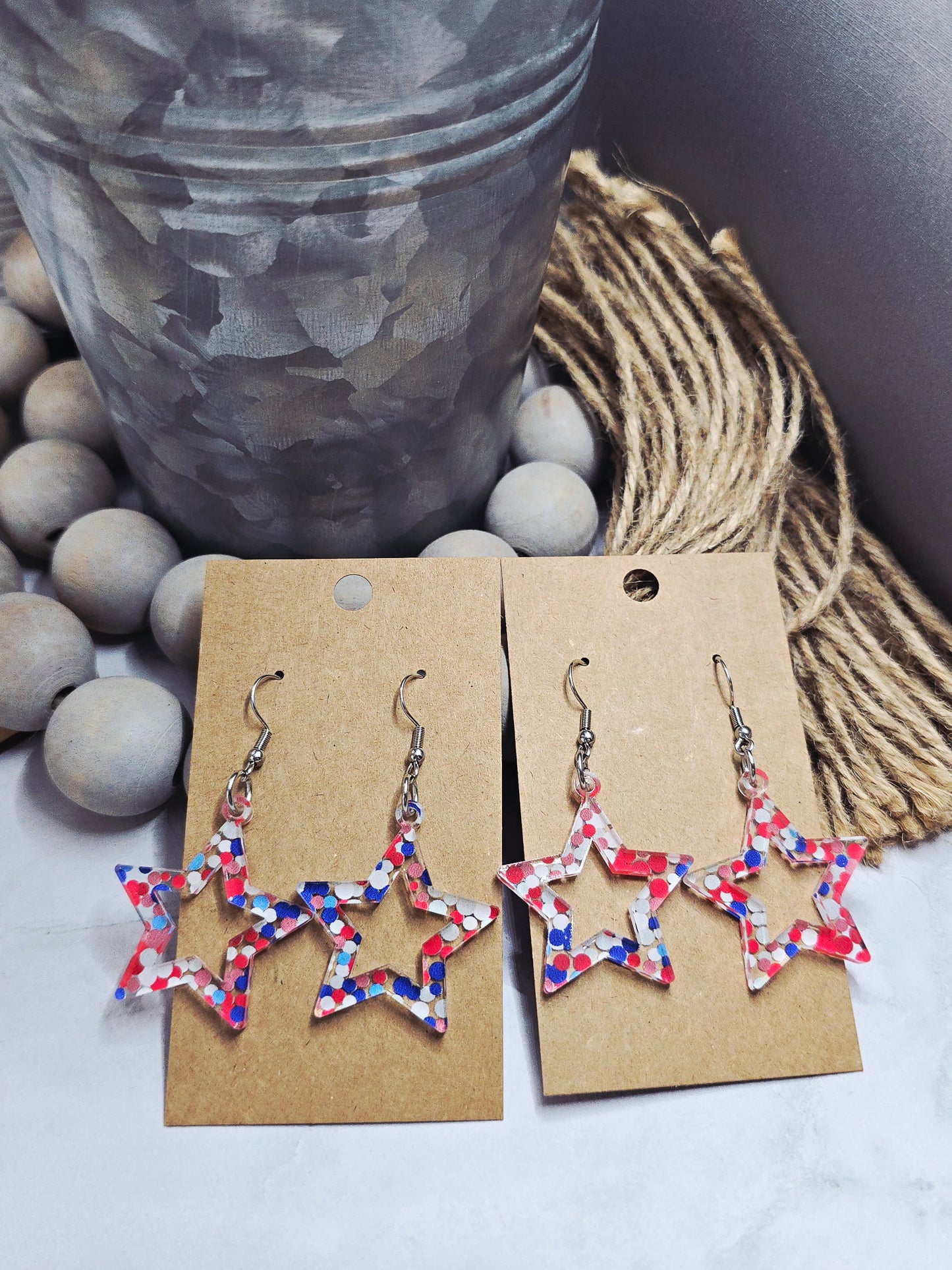 Patriotic Dot Star Earrings