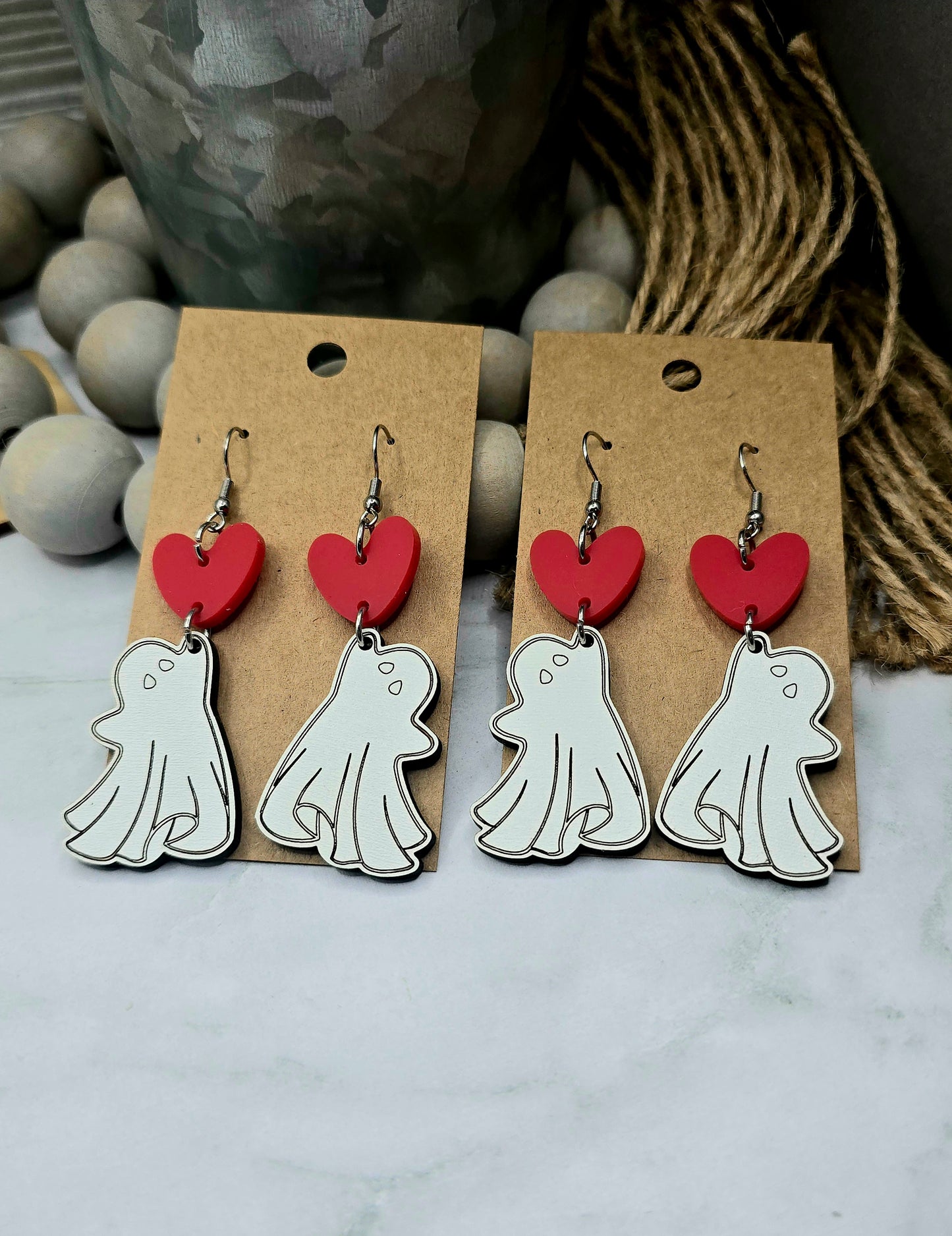 Ghost Heart Balloon Earrings