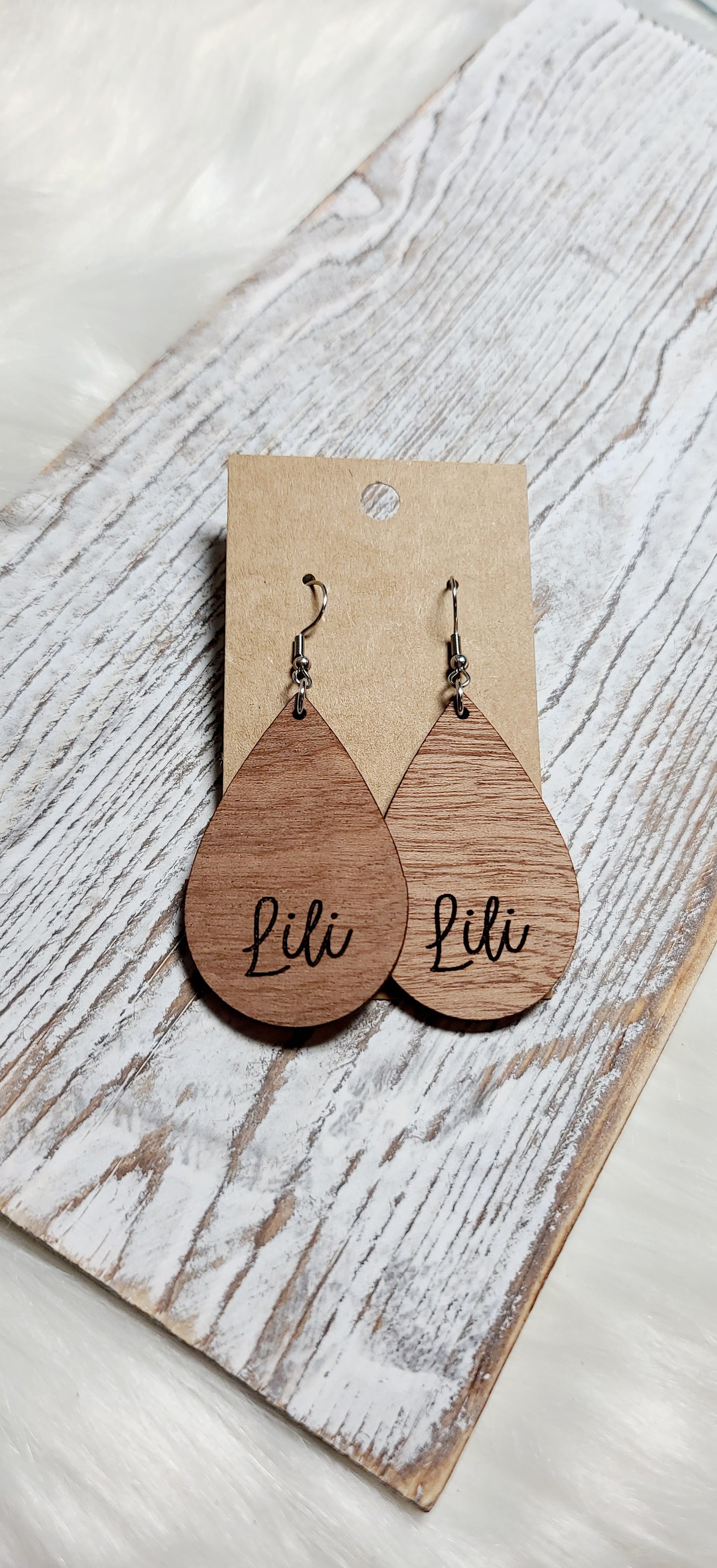 Sapele Name Earrings