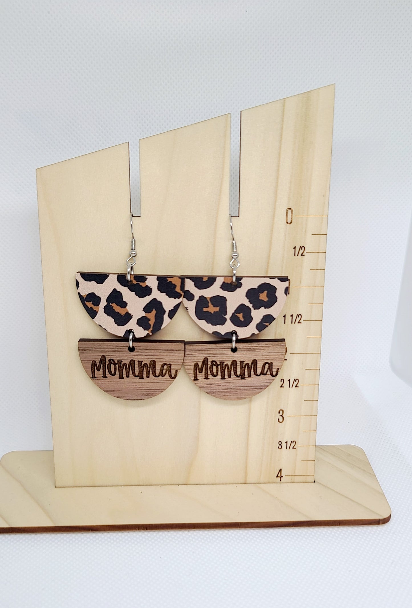 Leopard and Walnut Name Earrings