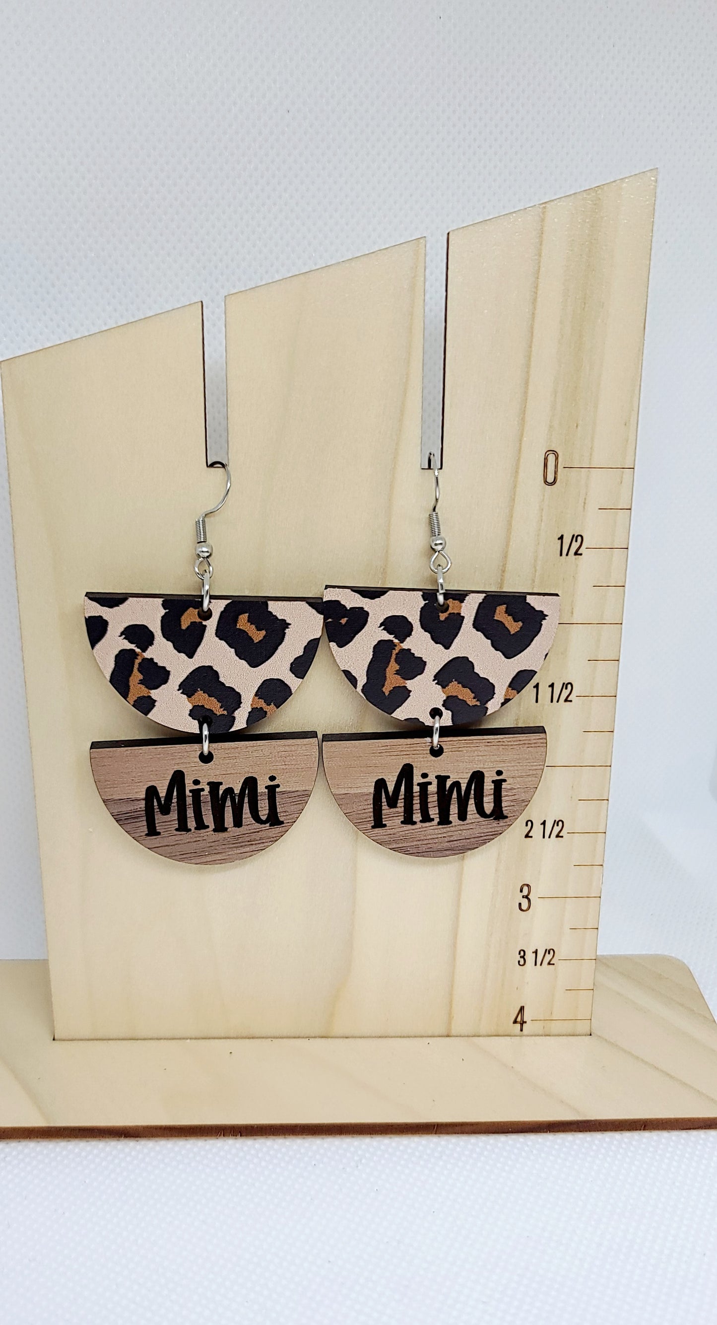 Leopard and Walnut Name Earrings