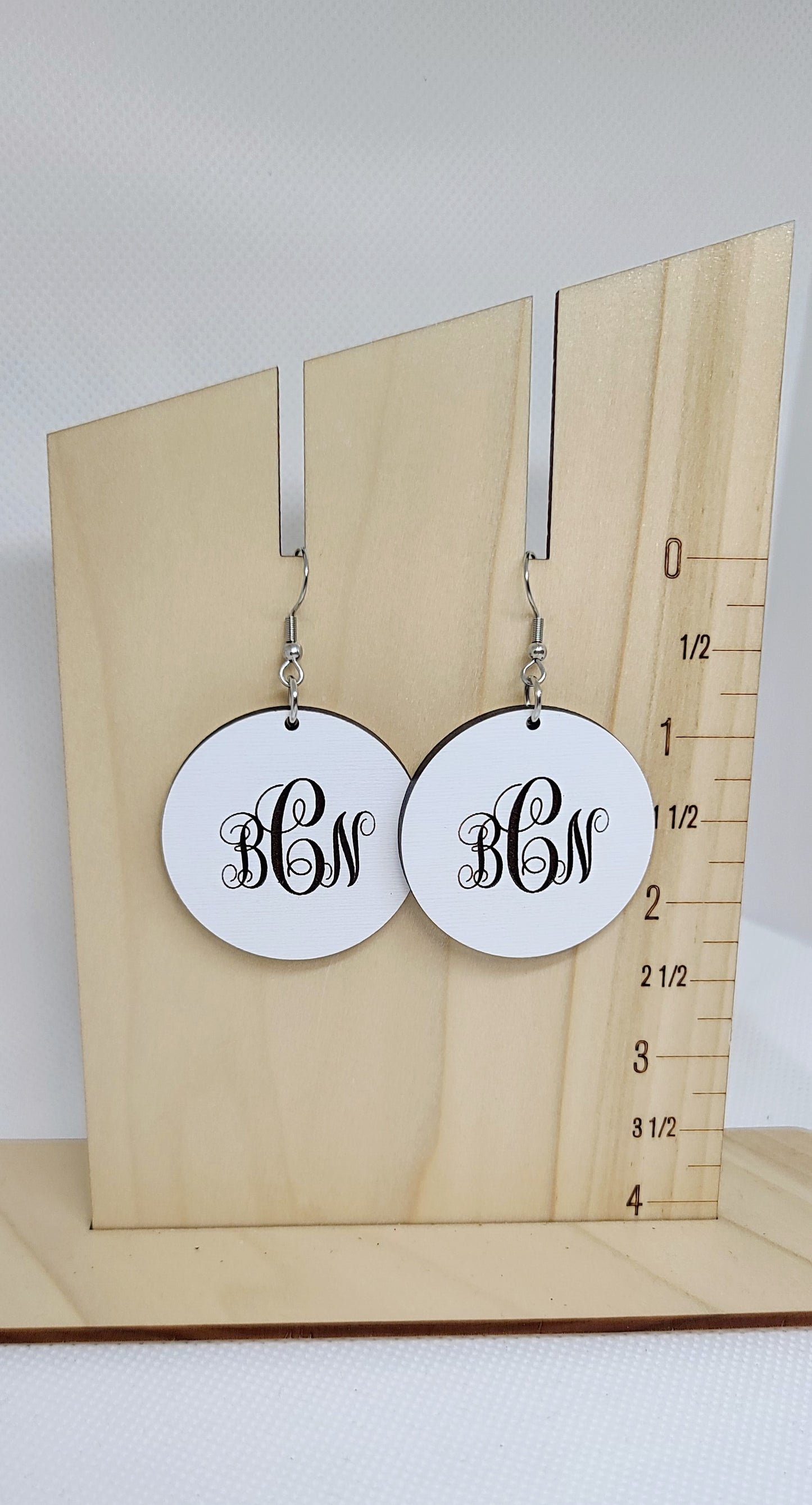 White Circle Monogram Earrings