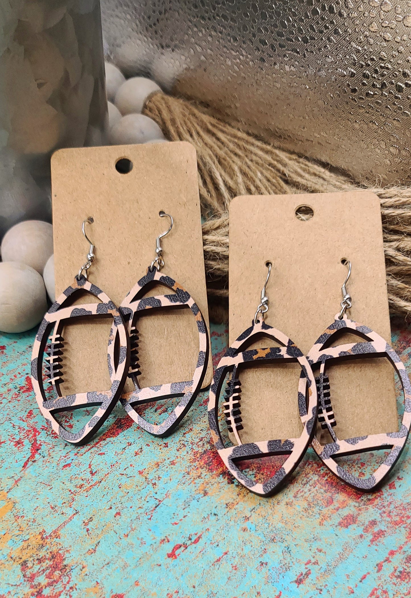 Leopard Football Earrings