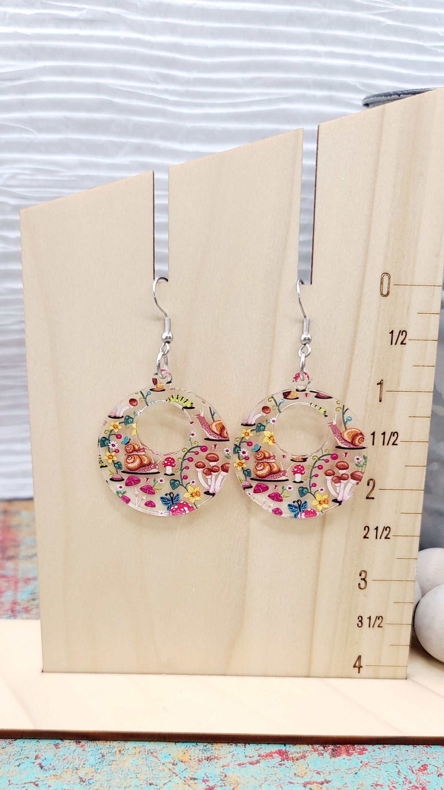 Mushroom Garden Retro Circle Earrings