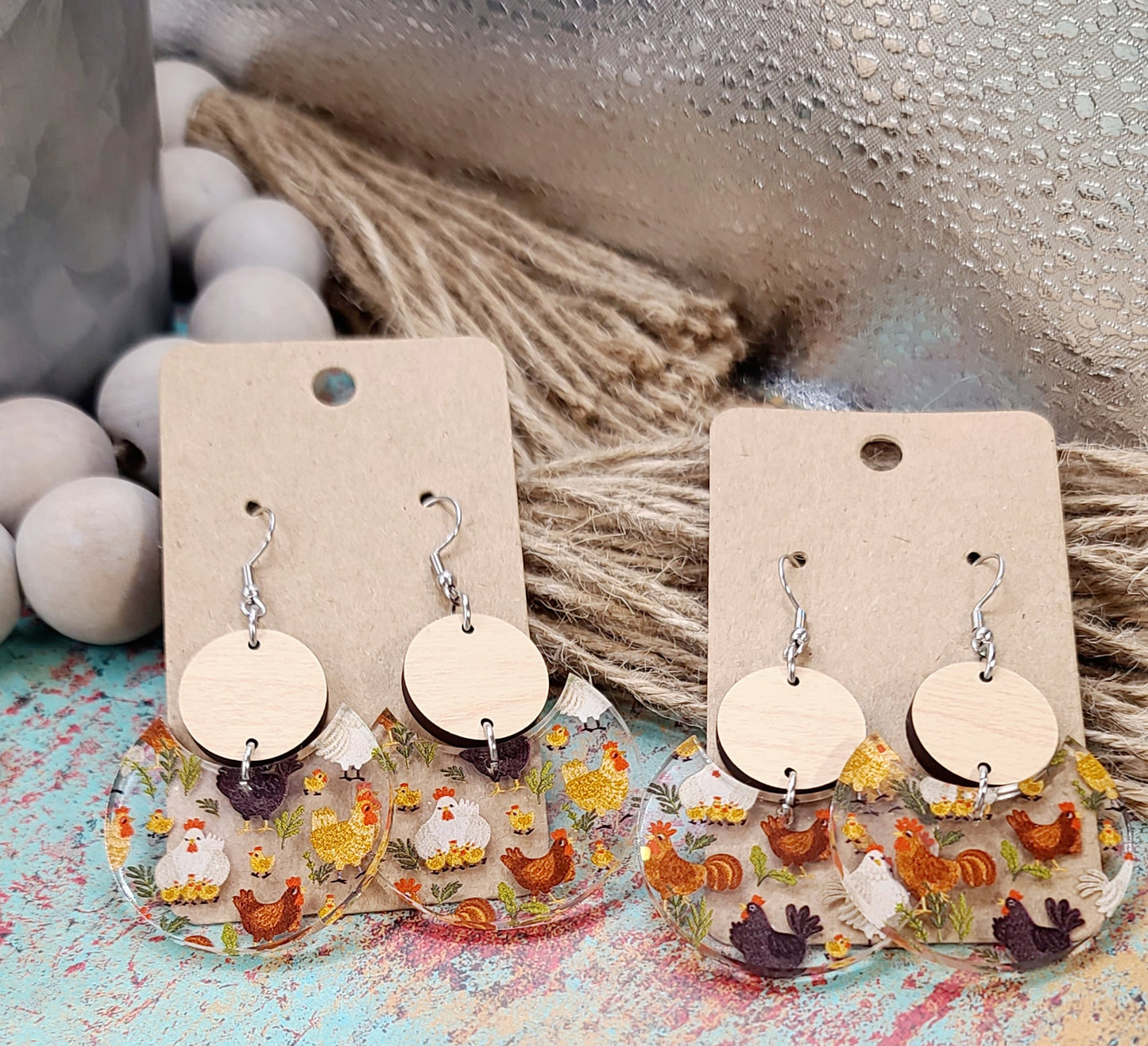 Chicken Stacked Circle Earrings