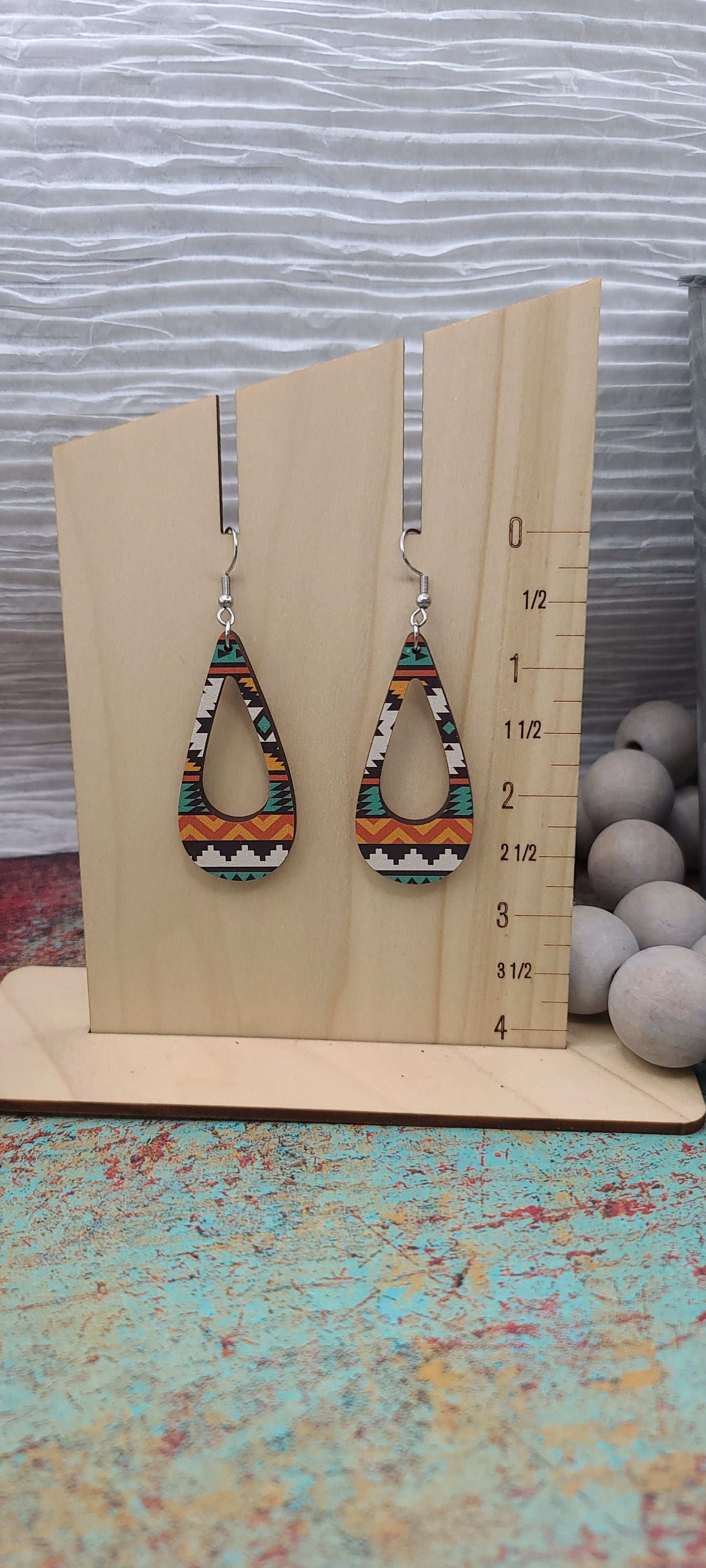 Green Aztec Cutout Earrings