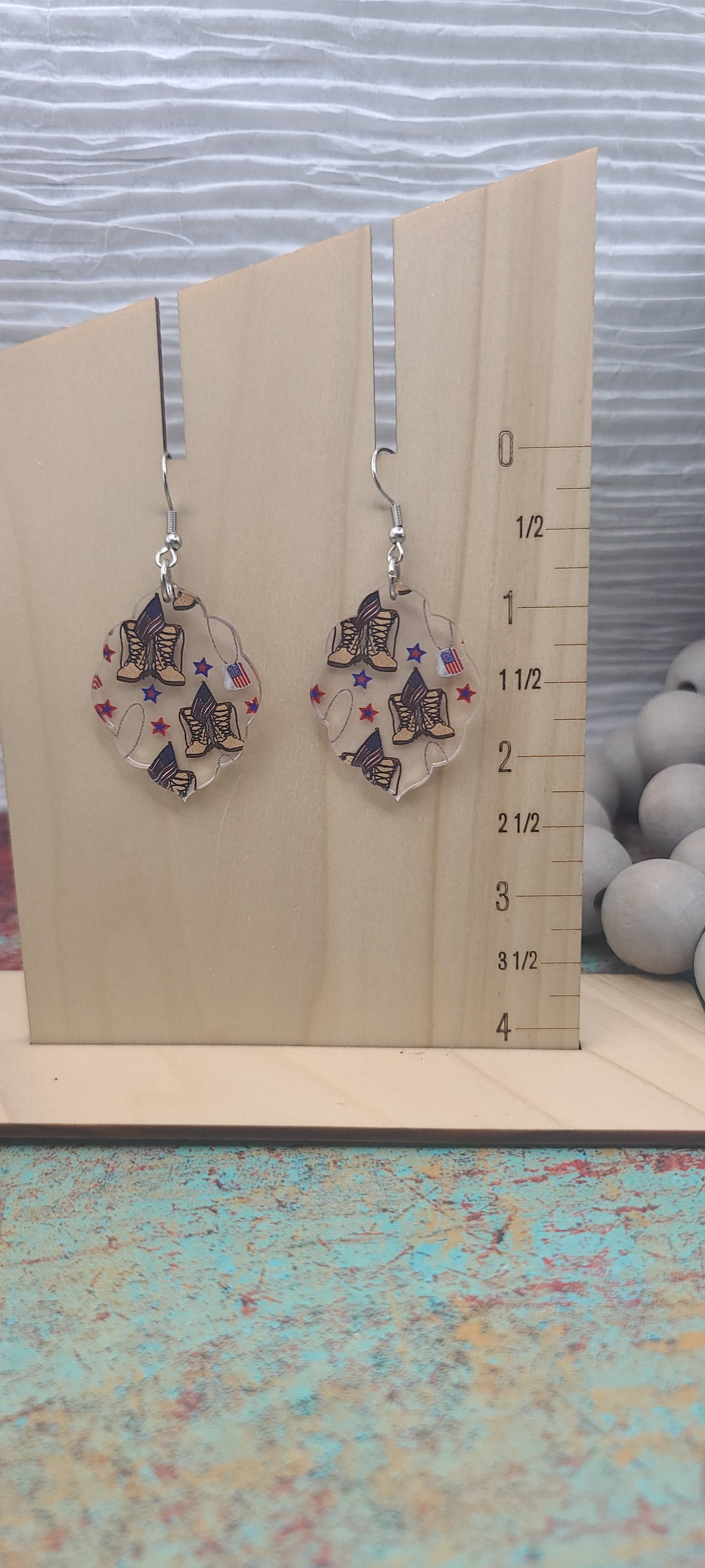 Combat Boots Scallop Earrings