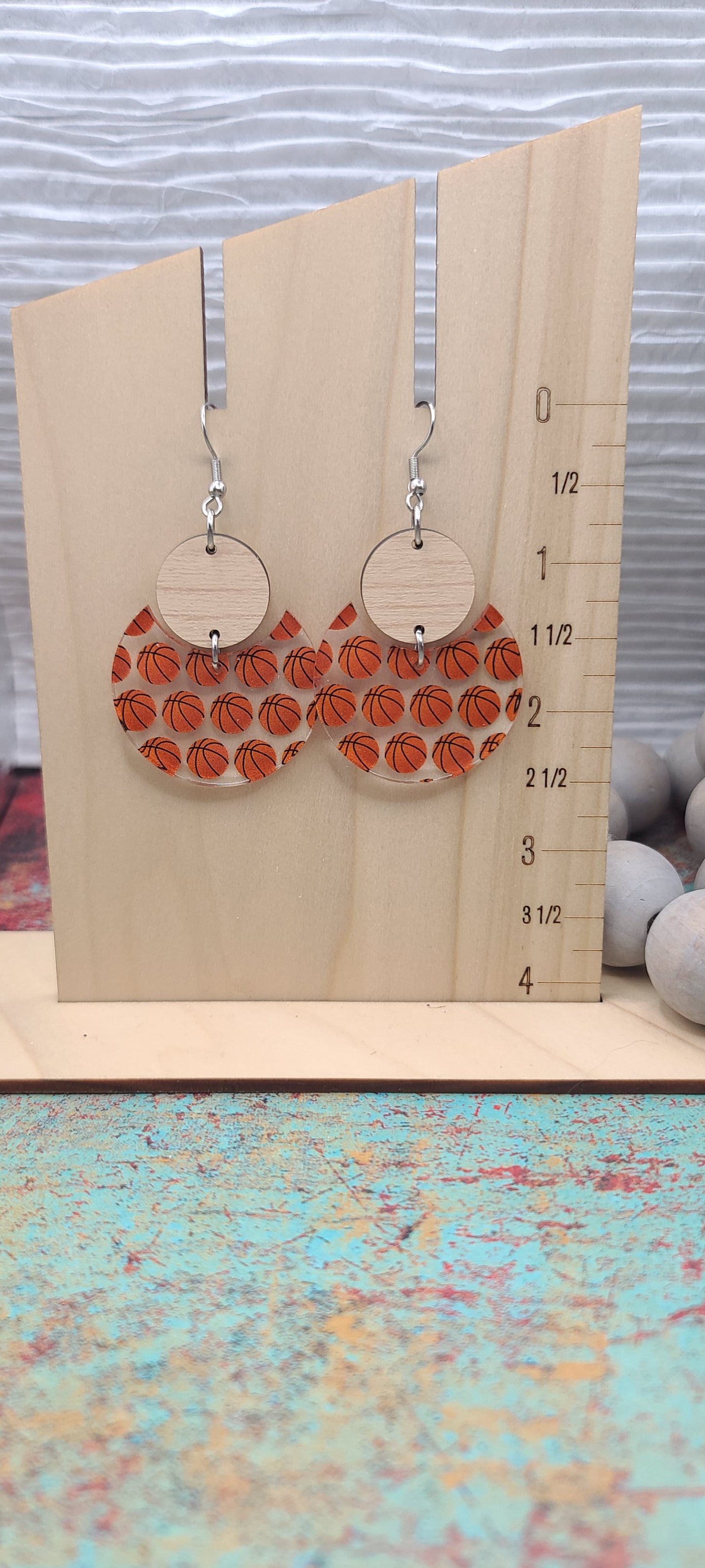 Basketball Stacked Circle Earrings