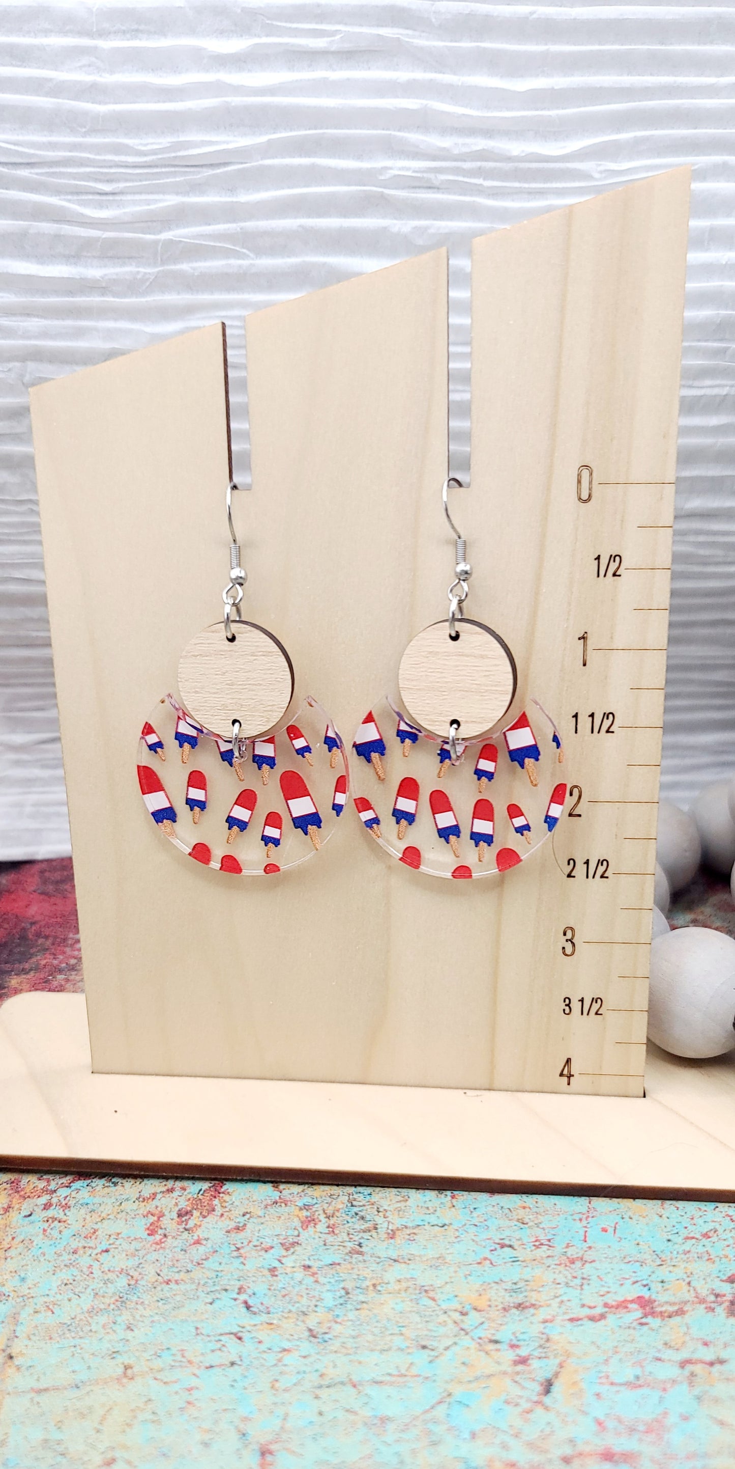 Patriotic Popsicle Stacked Circle Earrings