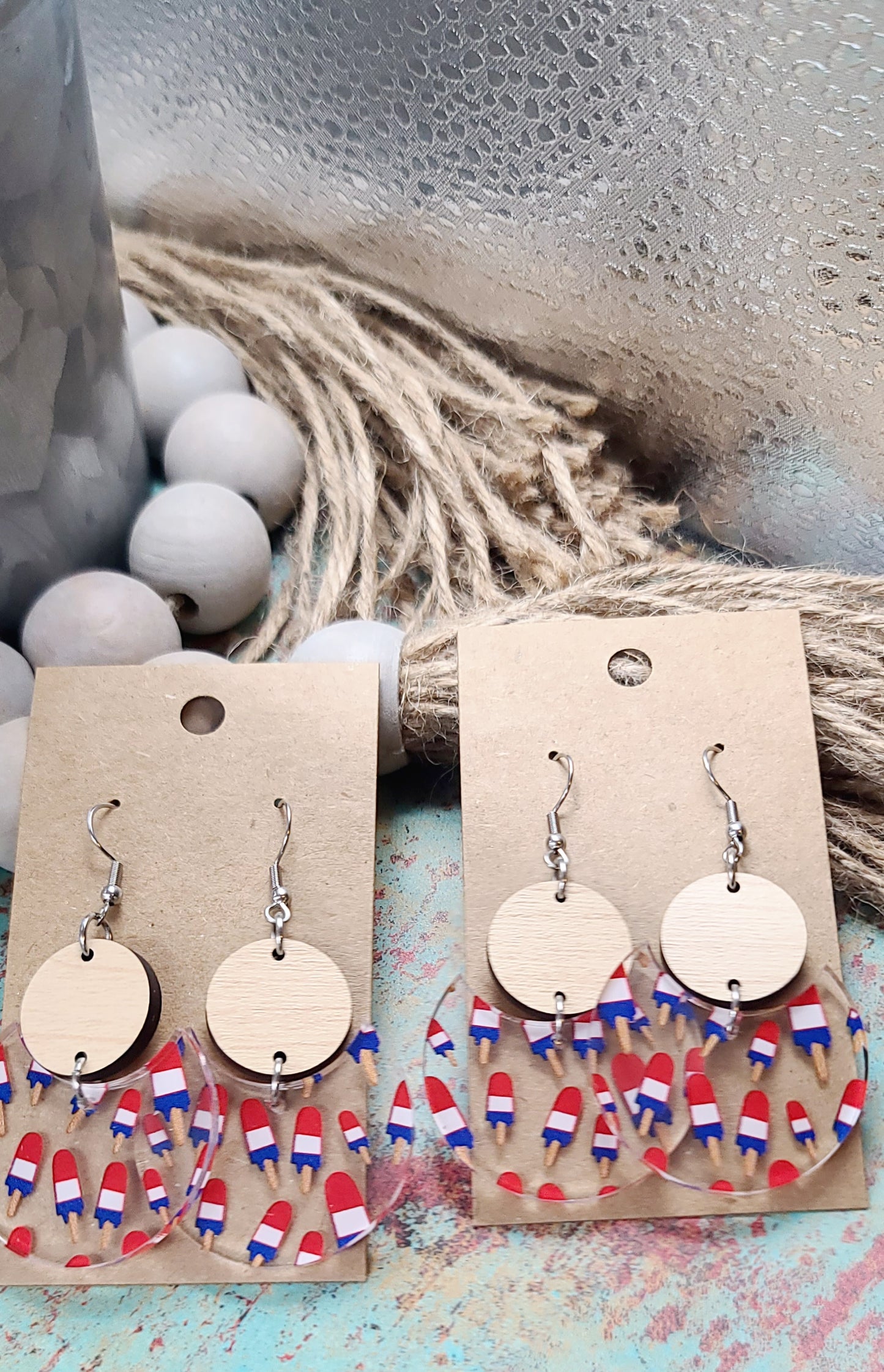 Patriotic Popsicle Stacked Circle Earrings