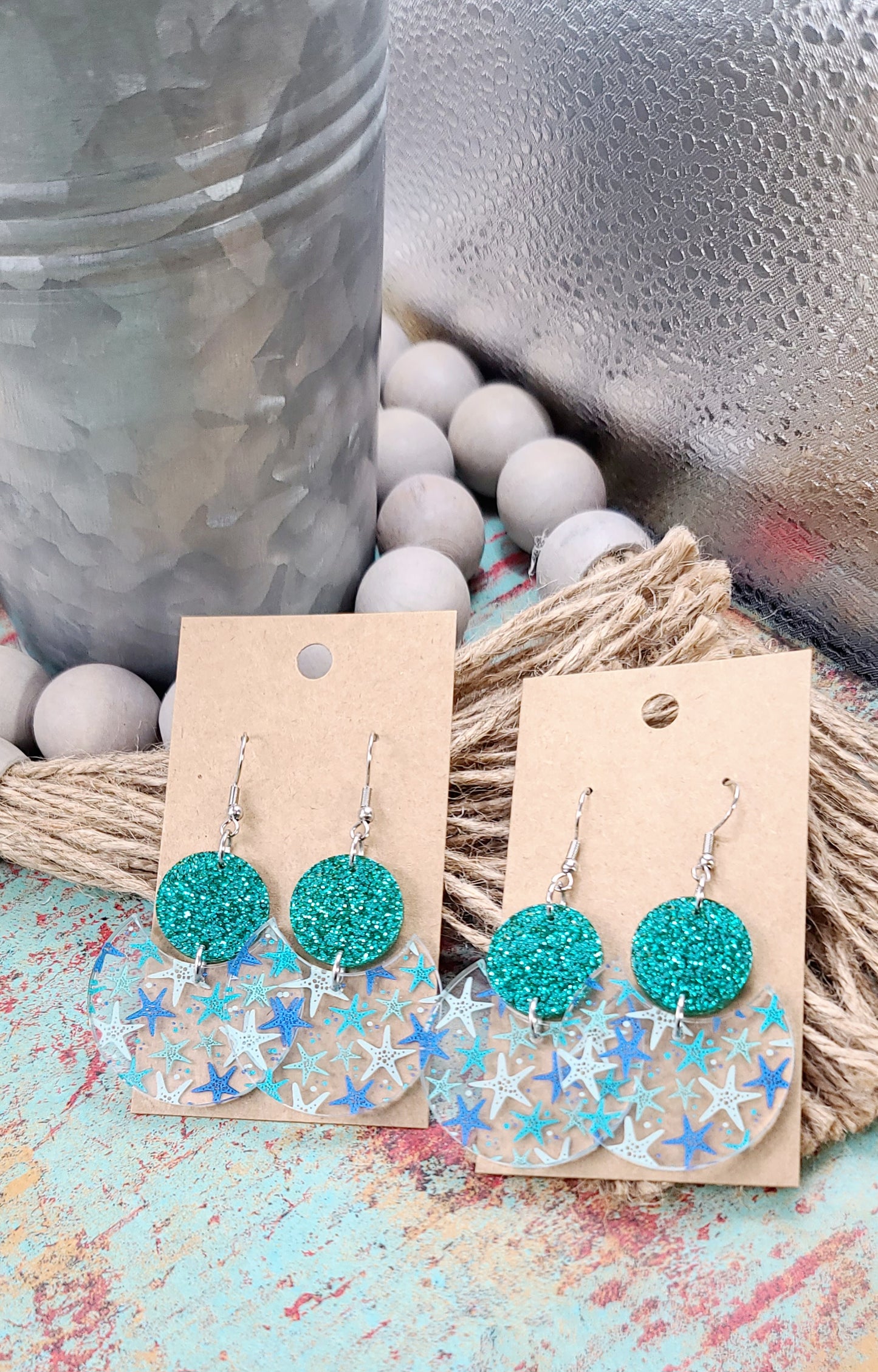 Starfish Stacked Circle Earrings