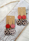 Red and Leopard Stacked Circle Earrings