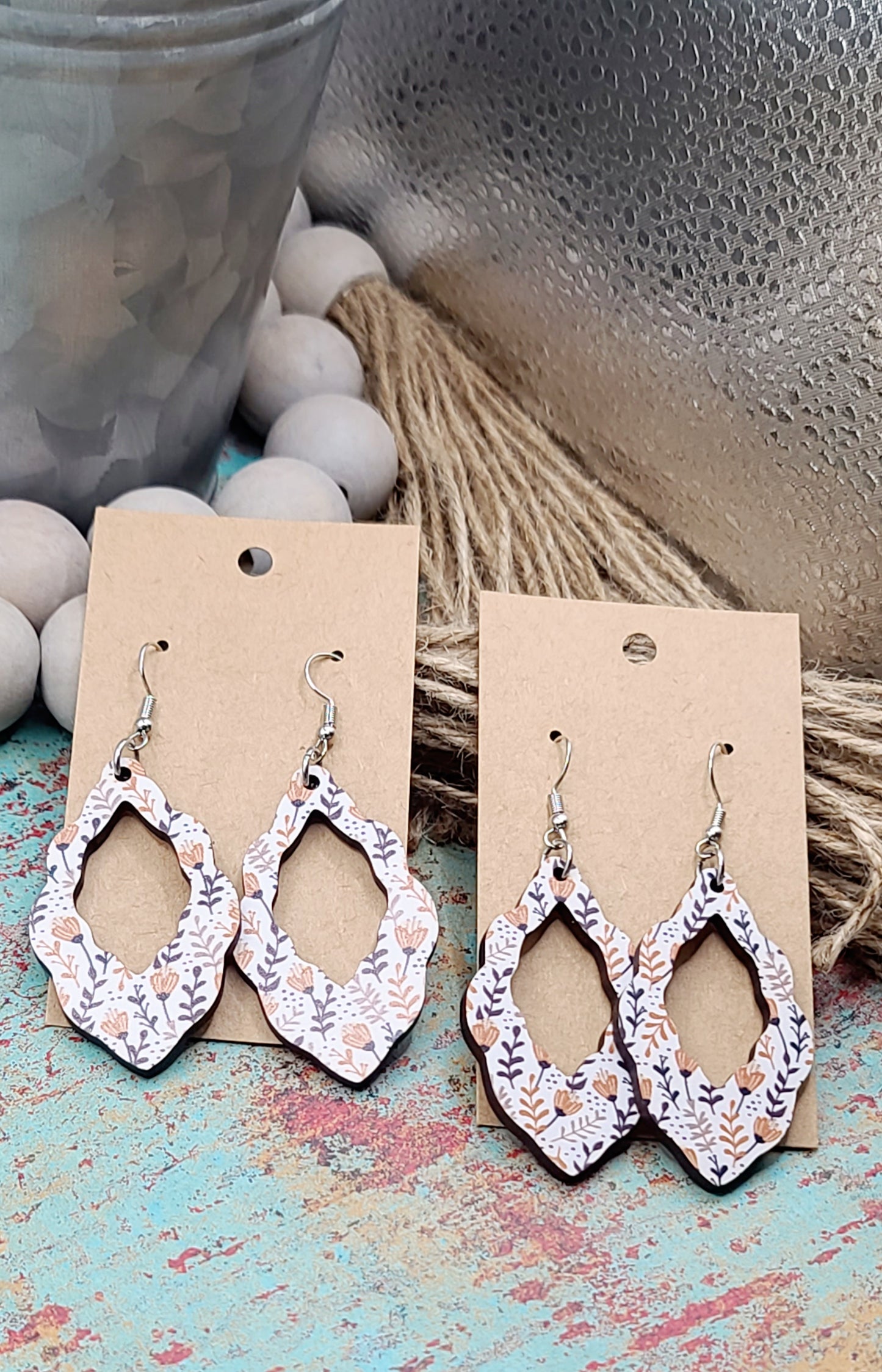 Fall Floral Scallop Earrings