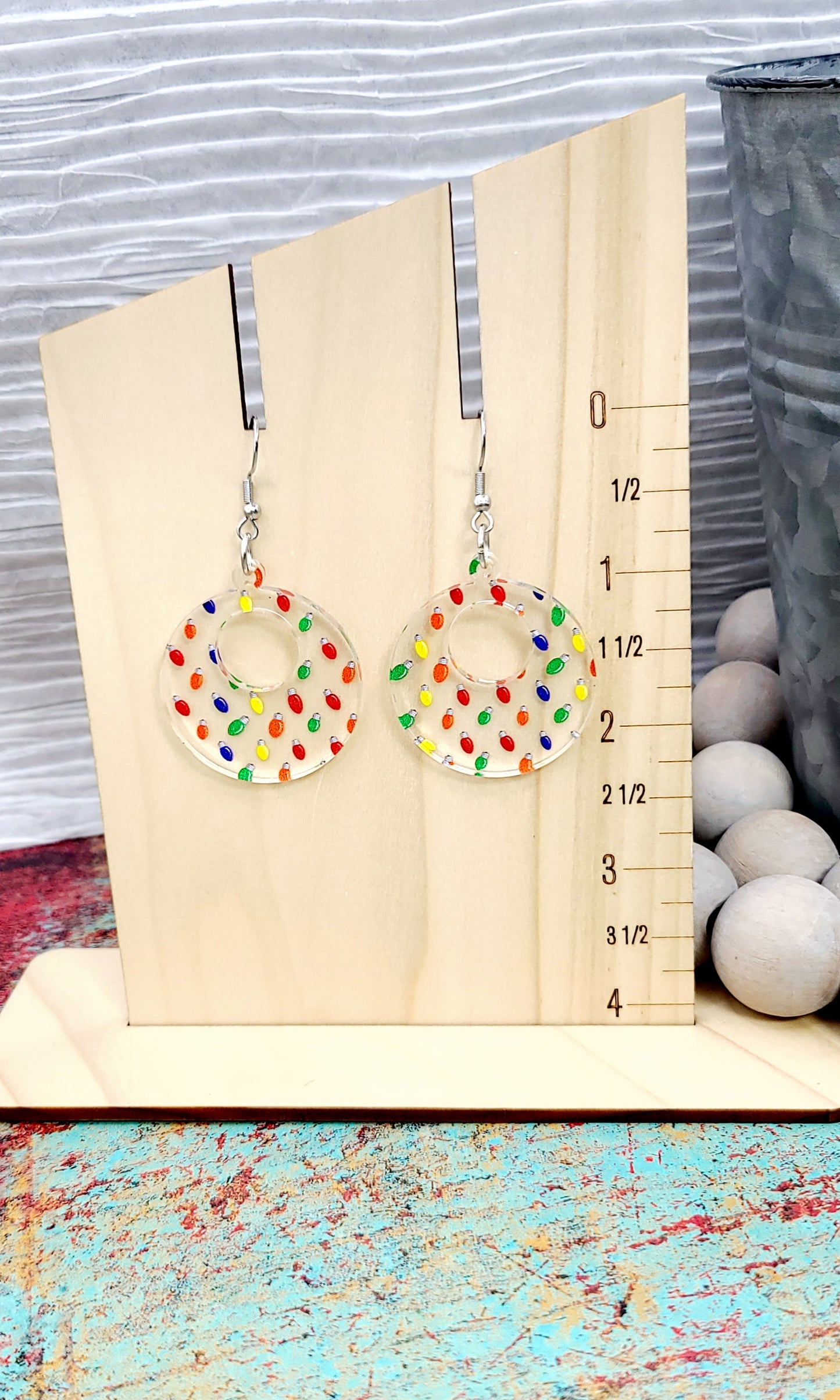 Christmas Lights Retro Circle Earrings