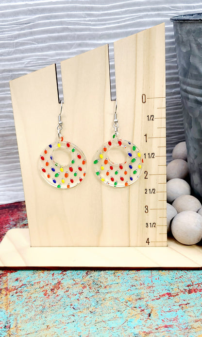 Christmas Lights Retro Circle Earrings