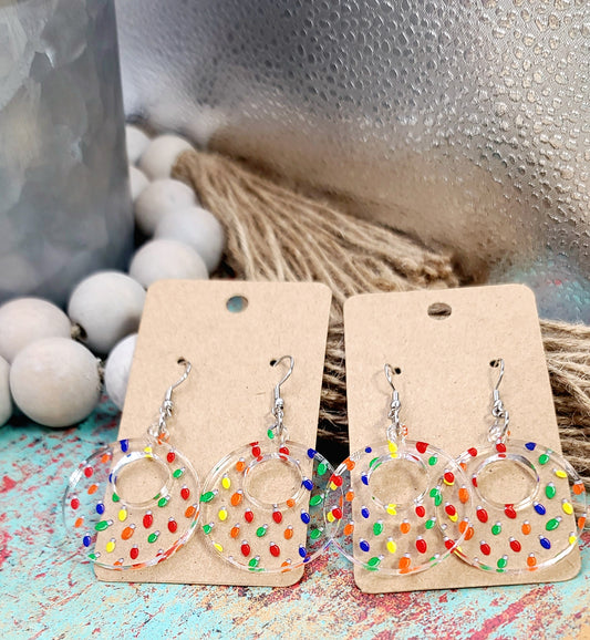 Christmas Lights Retro Circle Earrings