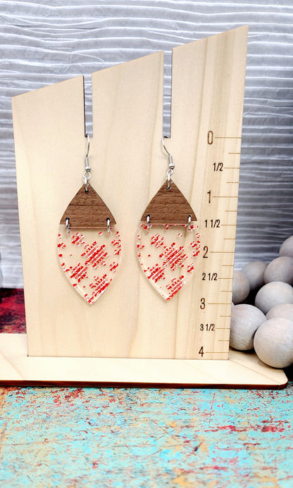 Candy Cane Snowflake Split Petal Earrings