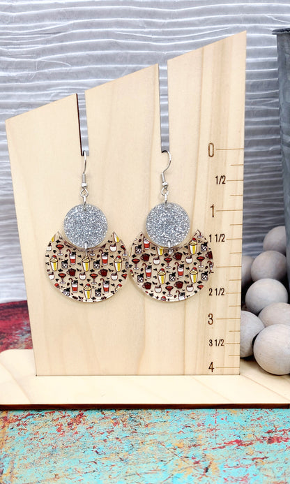 Christmas Cocktails Stacked Circle Earrings