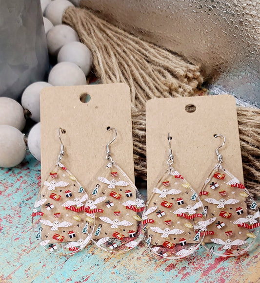 Christmas Owl Teardrop Earrings