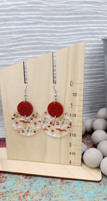 Christmas Owl Stacked Circle Earrings