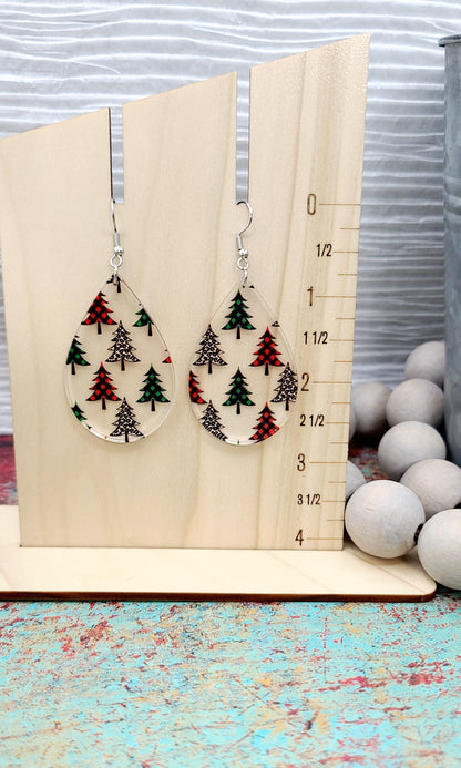 Pattern Tree Teardrop Earrings