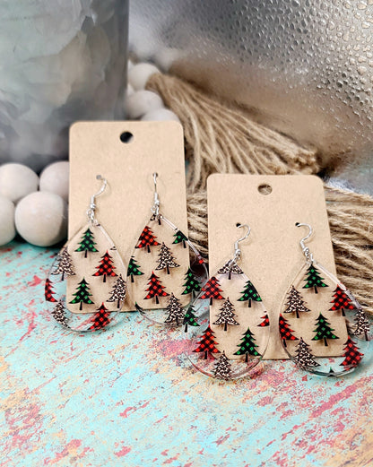 Pattern Tree Teardrop Earrings