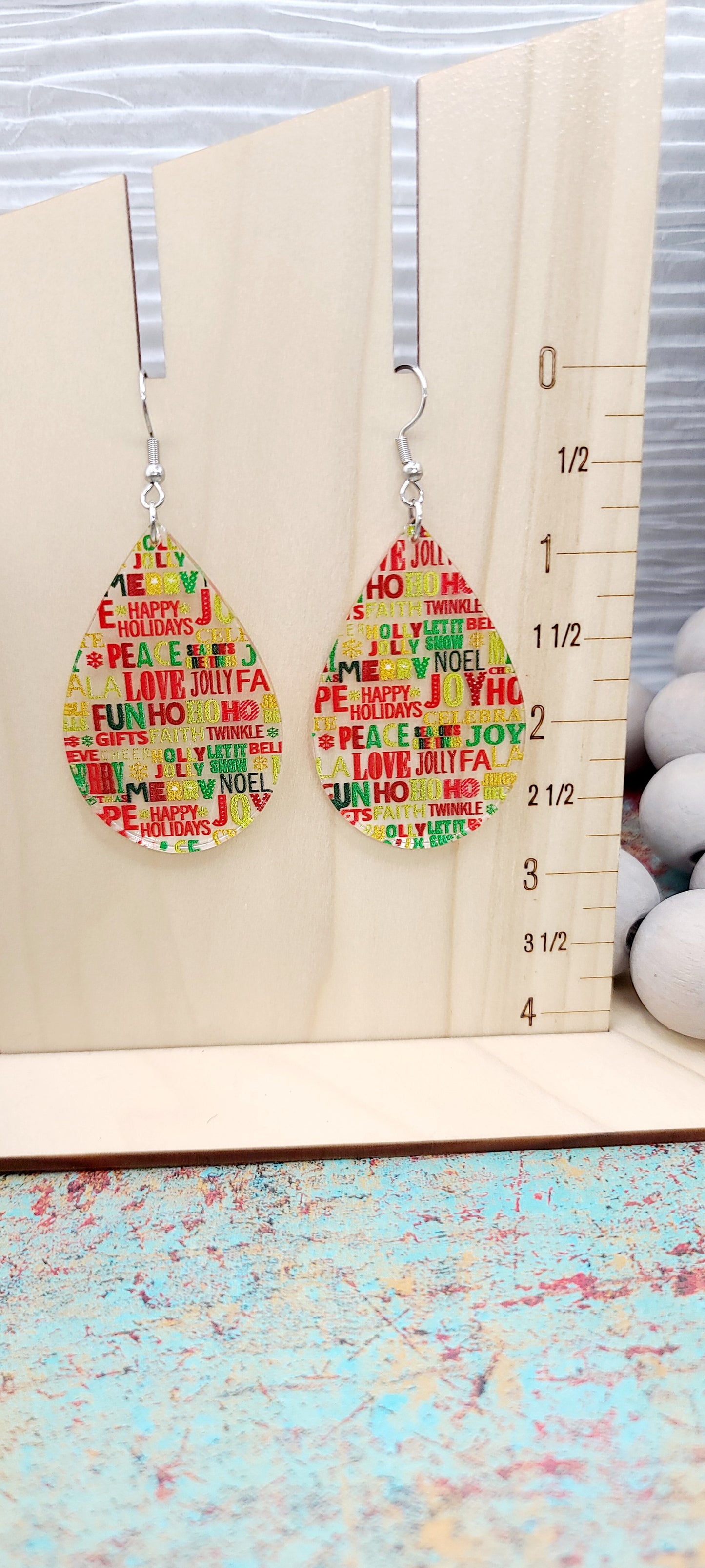 Holiday Words Teardrop Earrings