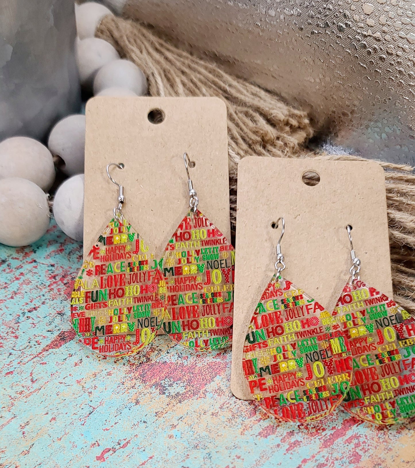 Holiday Words Teardrop Earrings