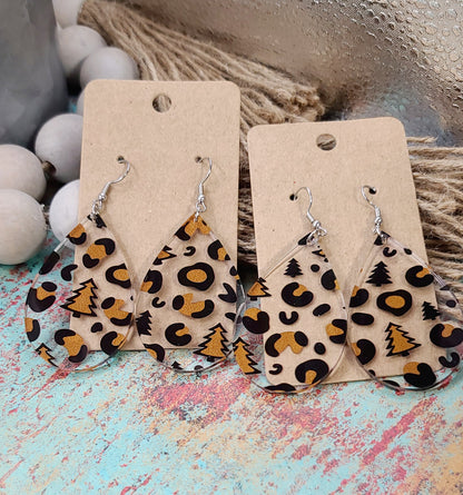 Christmas Leopard Teardrop Earrings